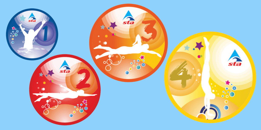 Badges for swimming lessons in Stratford that follow the STA swim programme
