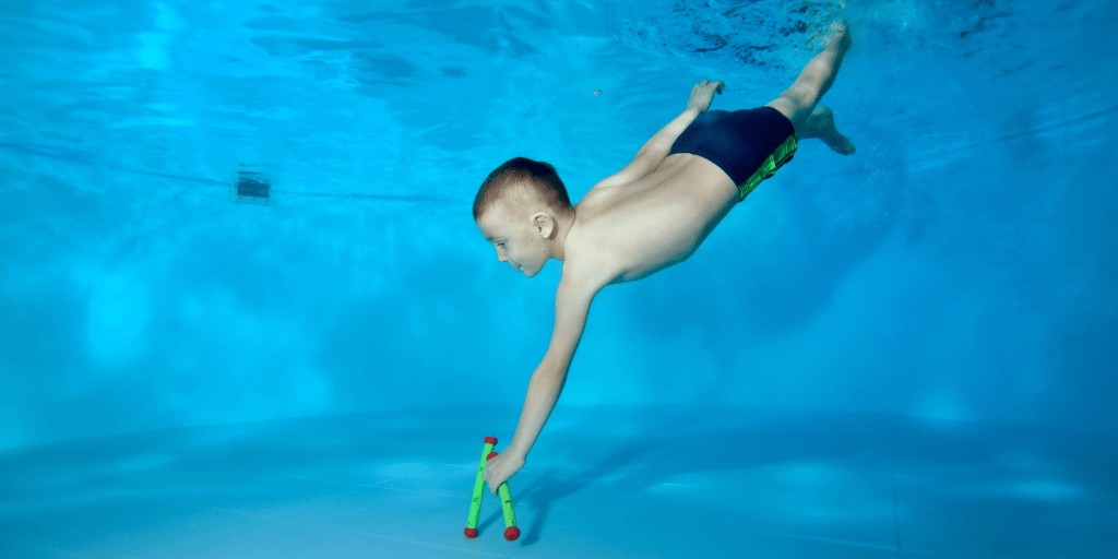 A child swimming underwater