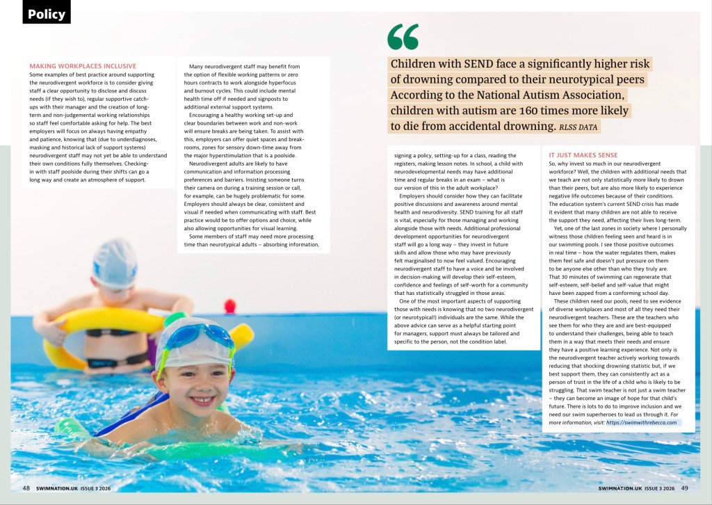 An article in a swim magazine