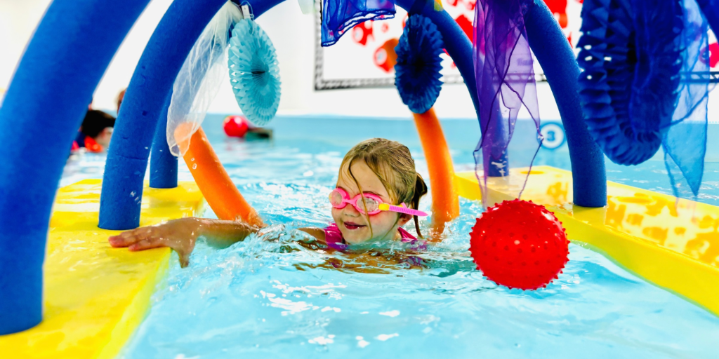 A child swimming in lessons as part of a homeschooling schedule